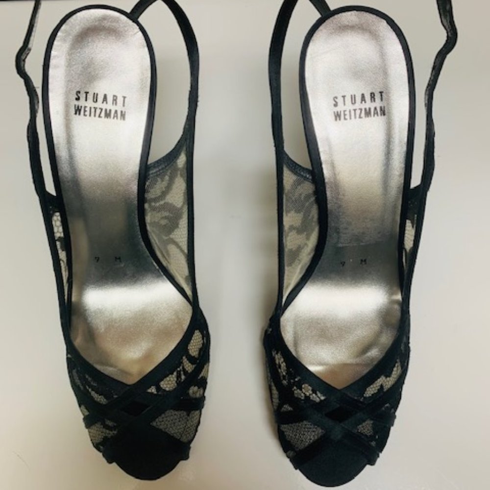 COPY - STUART WEITZMAN Women's Slingback Heels Shoes Blac